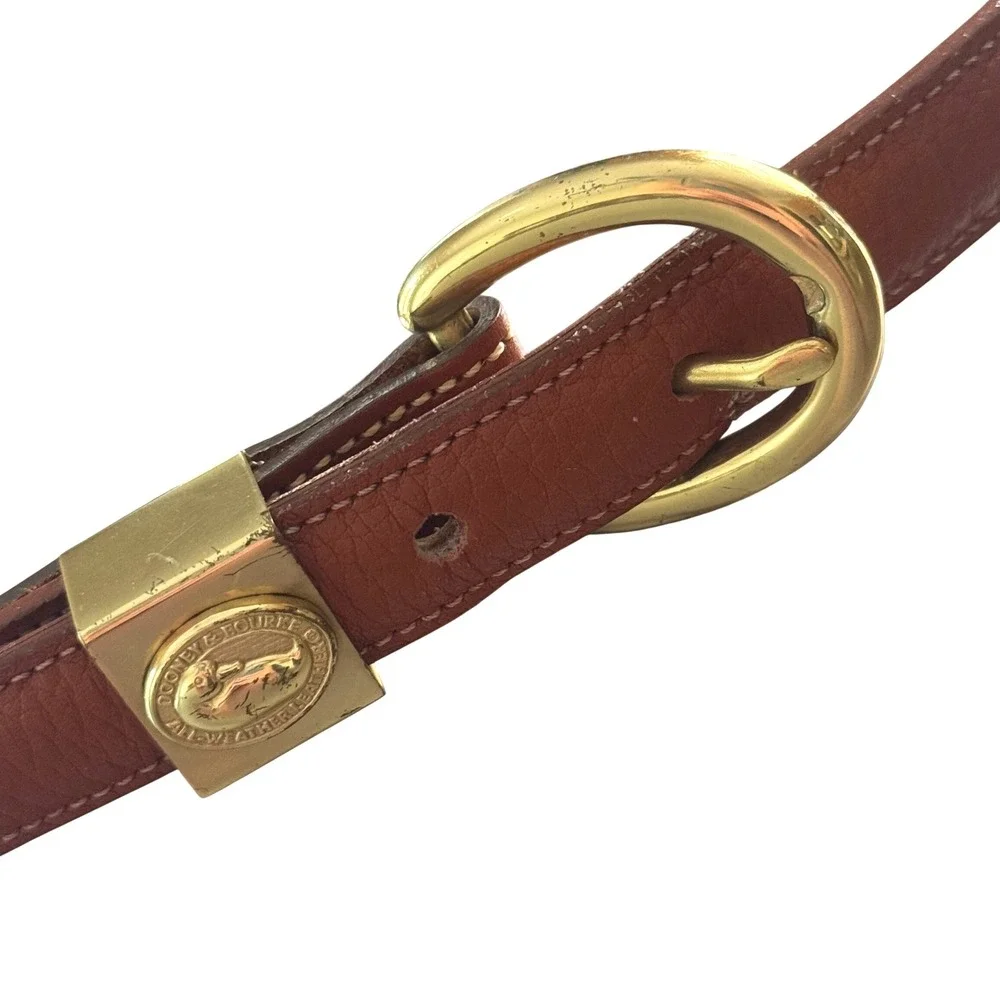Vintage 80s Dooney & Bourke All Weather Leather Brown Belt Made In USA